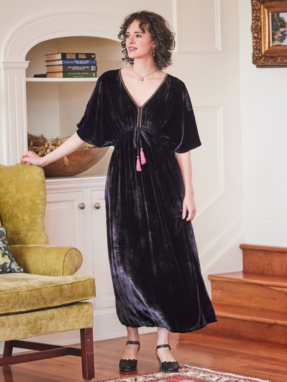 April Cornell Nicole Velvet Maxi Dress Women M Mystical Cottage Boho Grunge